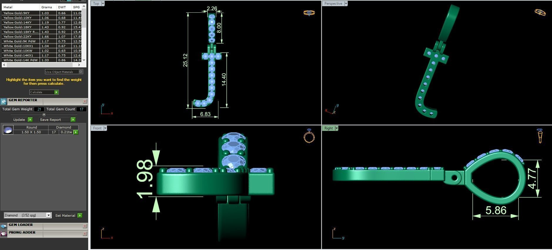 Alphabet J-letter single row pendant 3D print model_3