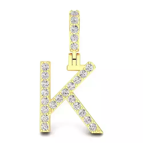 Alphabet K-letter single row pendant