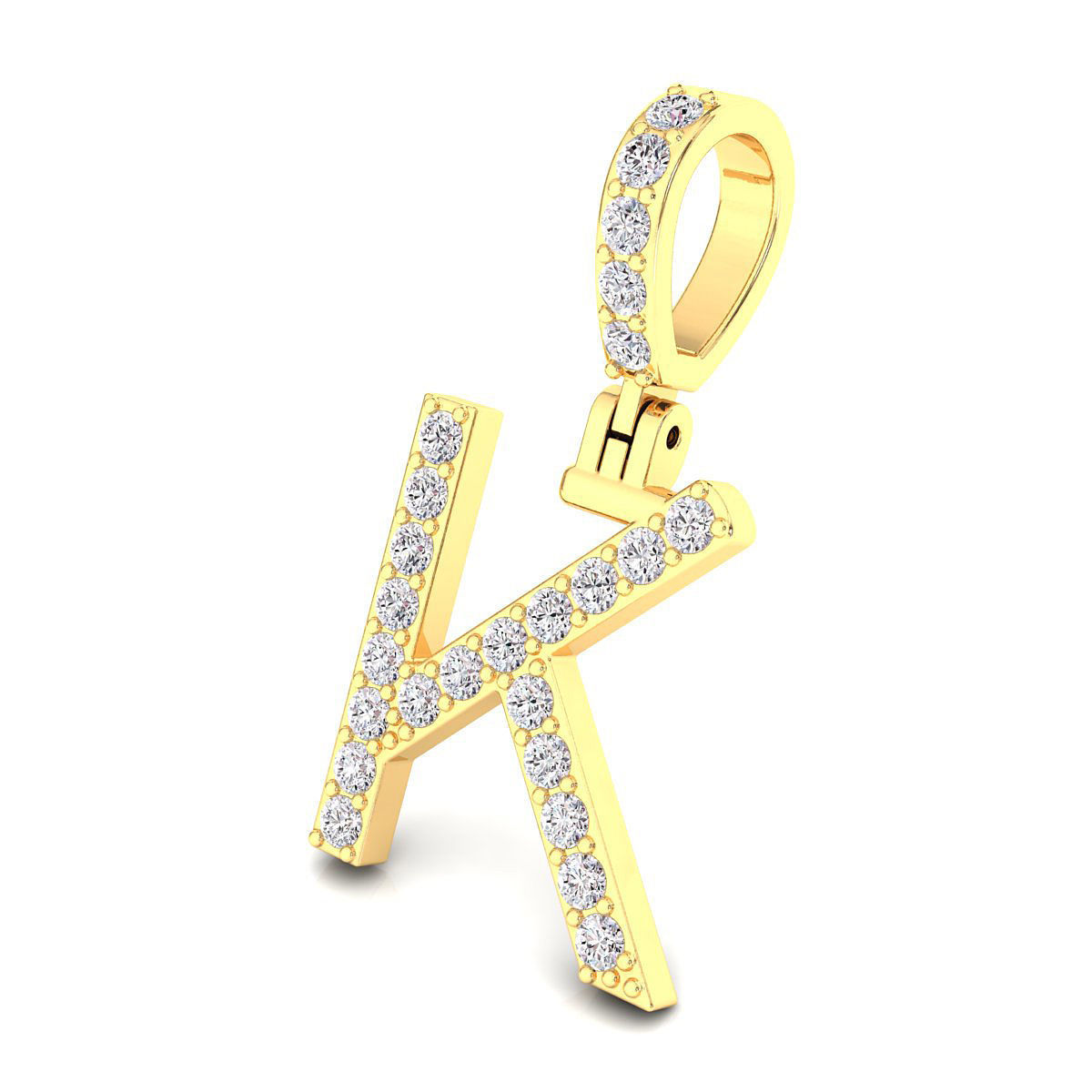 Alphabet K-letter single row pendant 3D print model_6