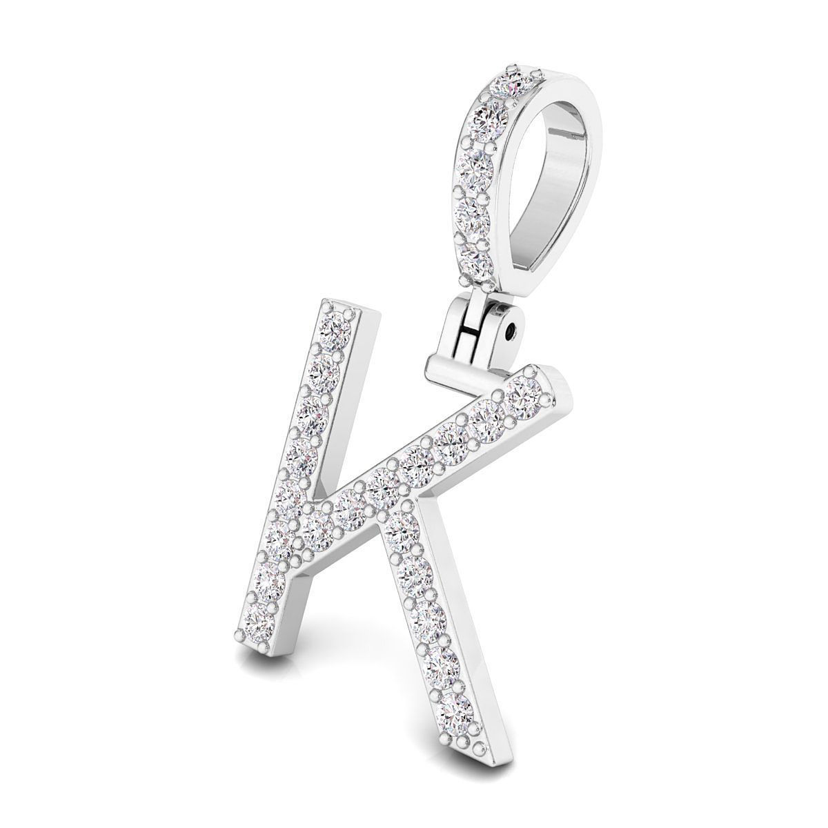 Alphabet K-letter single row pendant 3D print model_4
