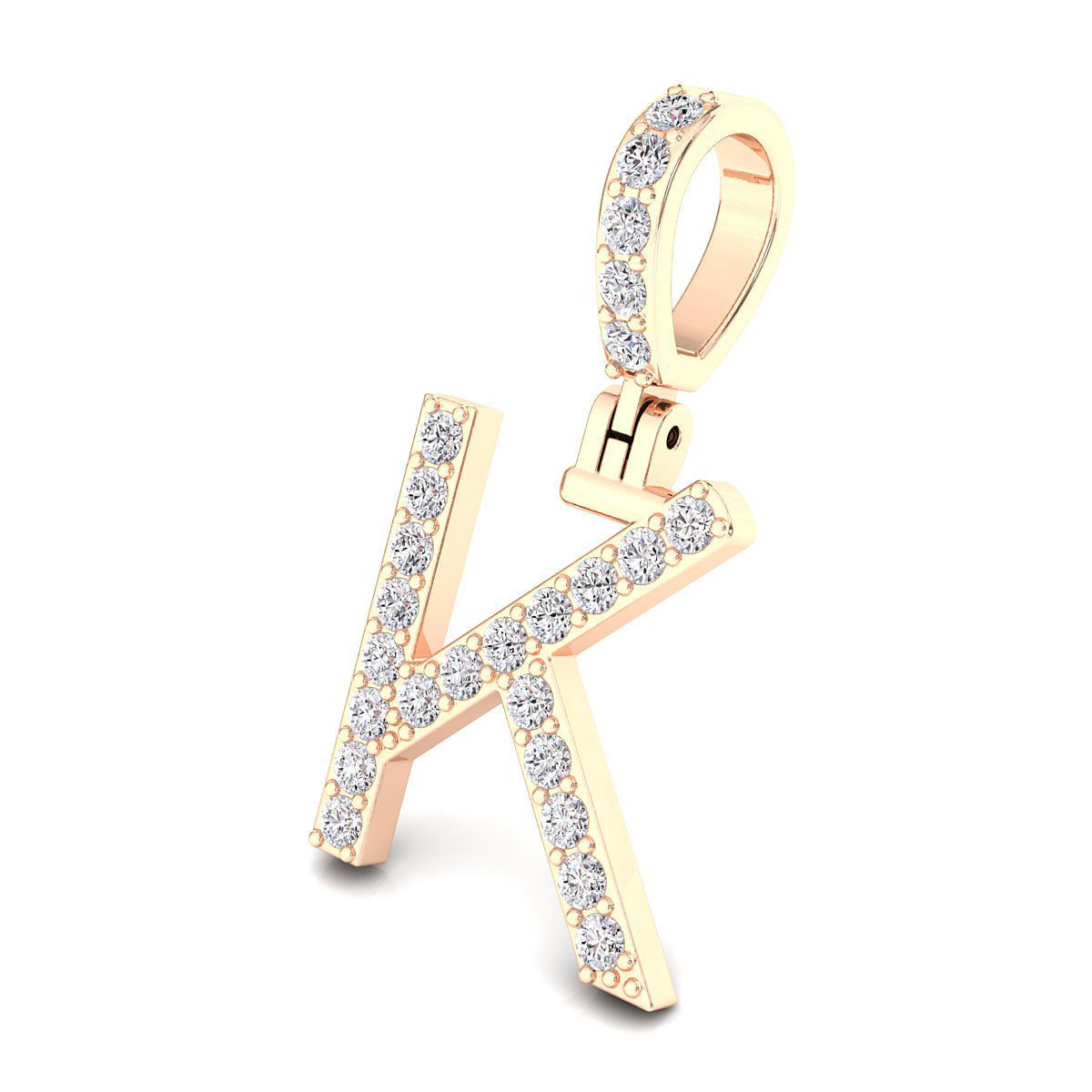 Alphabet K-letter single row pendant 3D print model_5