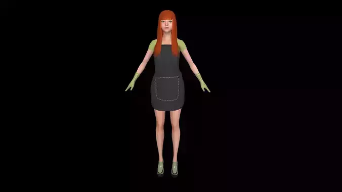 Seller 5 woman in dress Low-poly 3D model