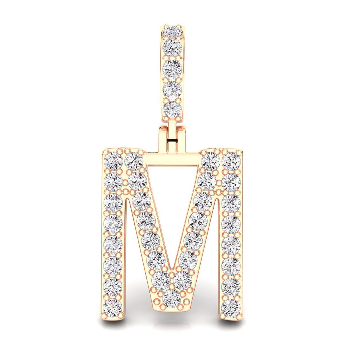 Alphabet M-letter single row pendant 3D print model_2