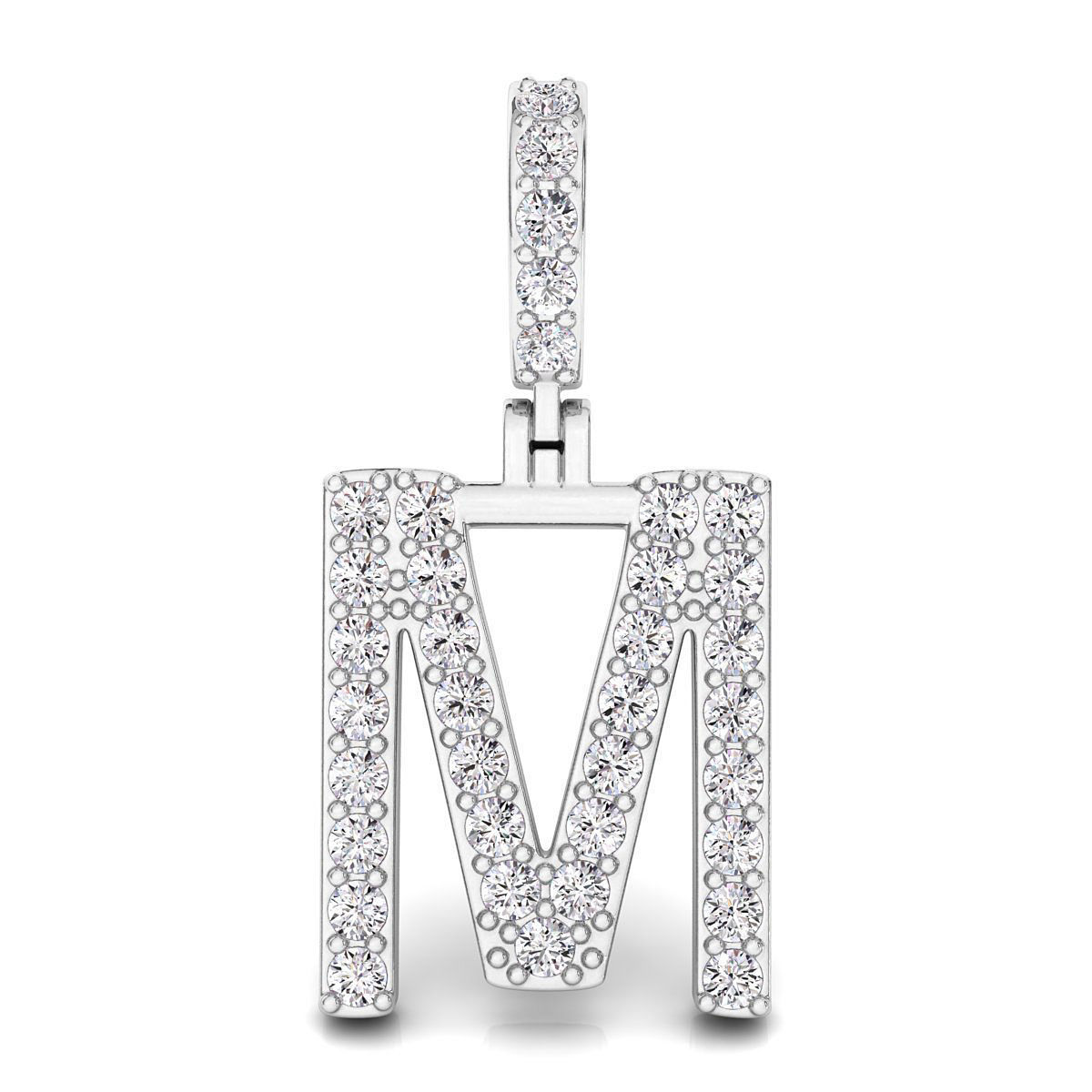 Alphabet M-letter single row pendant 3D print model_1