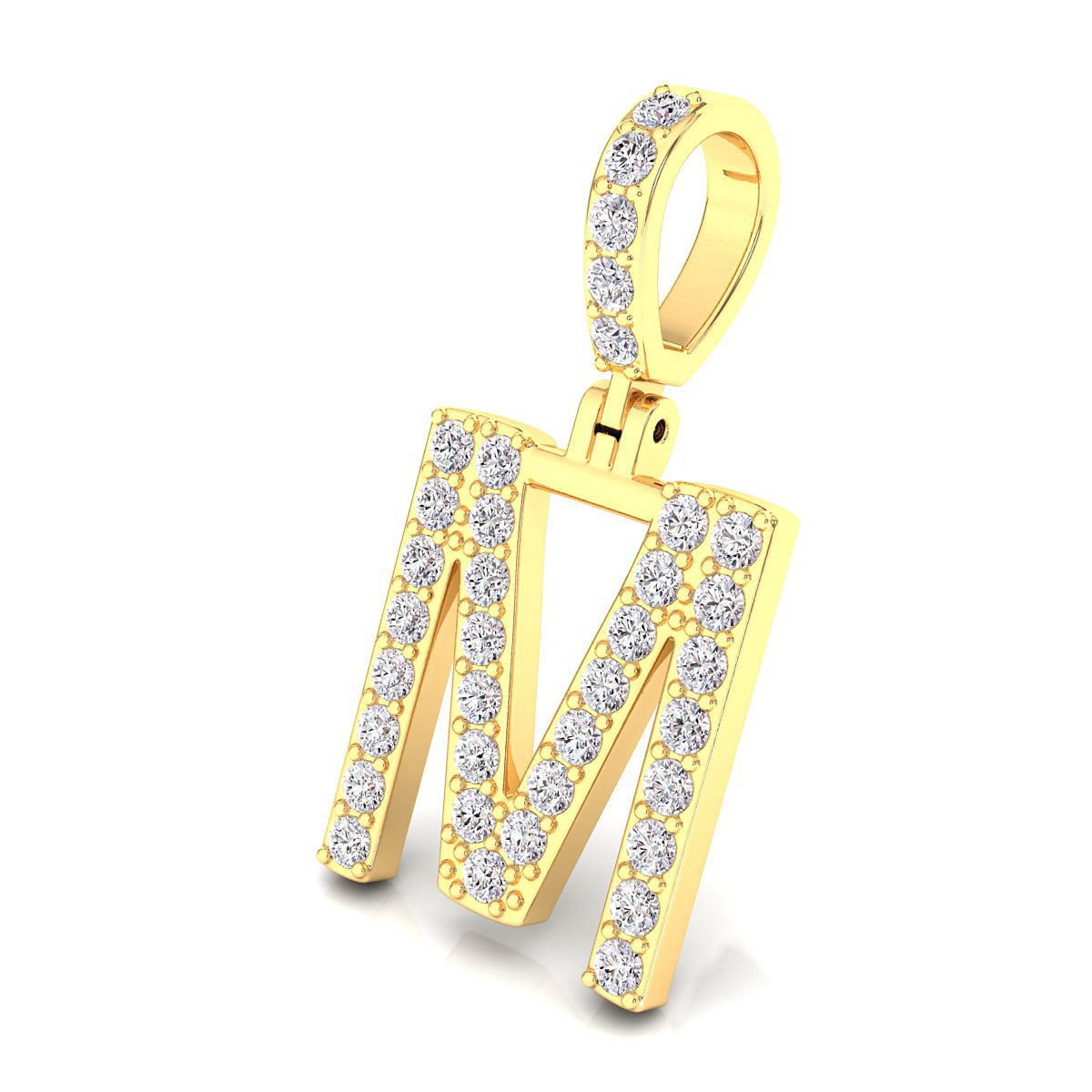 Alphabet M-letter single row pendant 3D print model_6