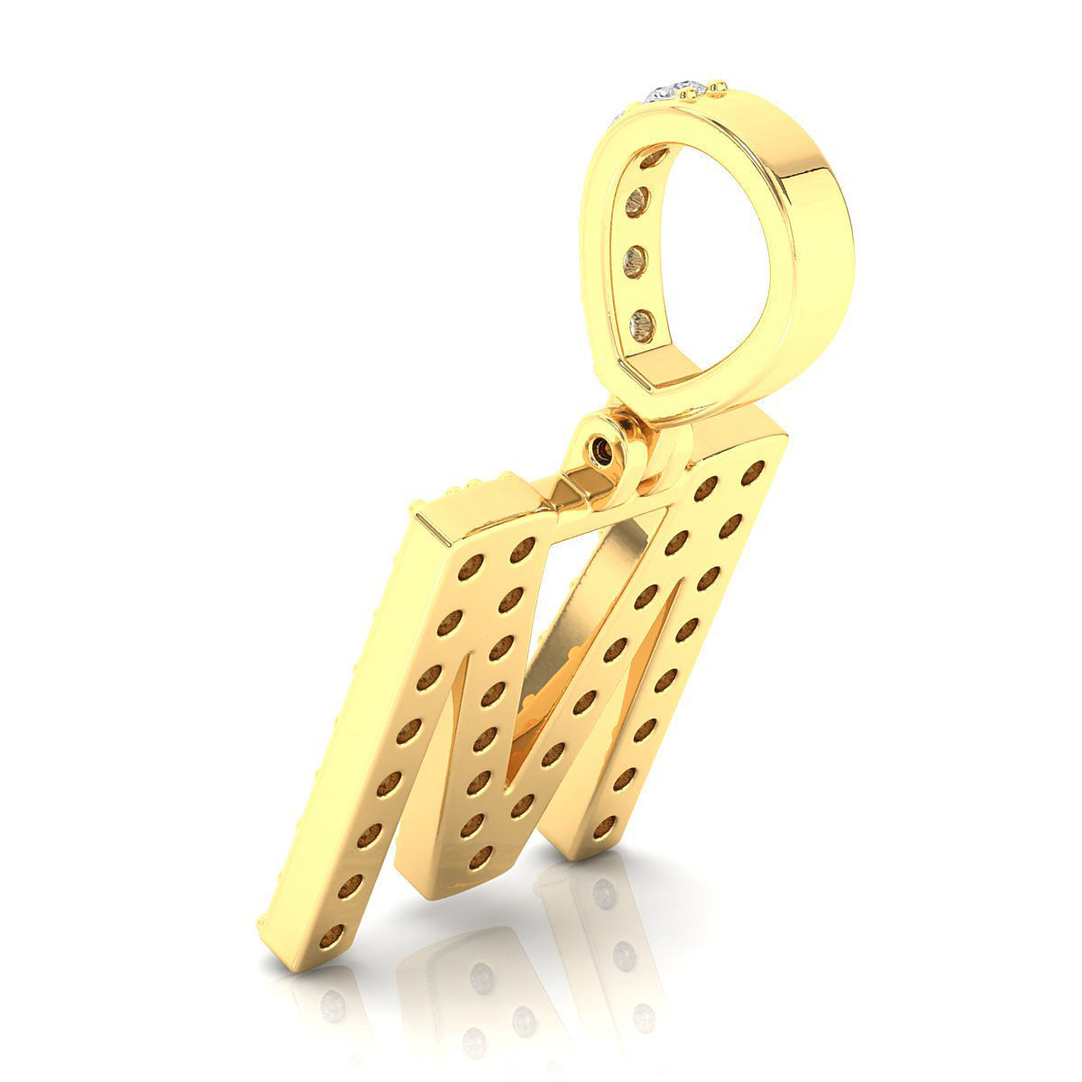 Alphabet M-letter single row pendant 3D print model_9