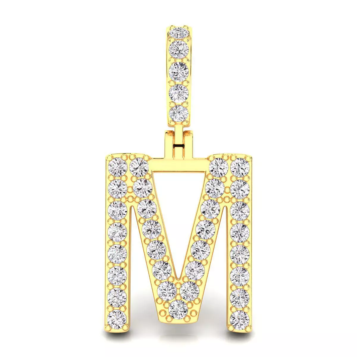 Alphabet M-letter single row pendant 3D print model_0