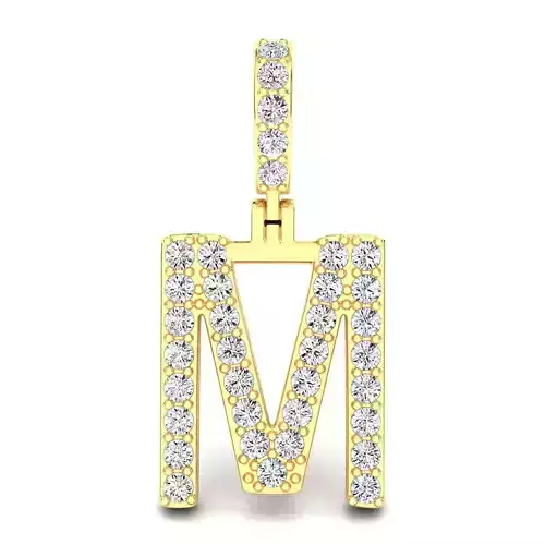 Alphabet M-letter single row pendant