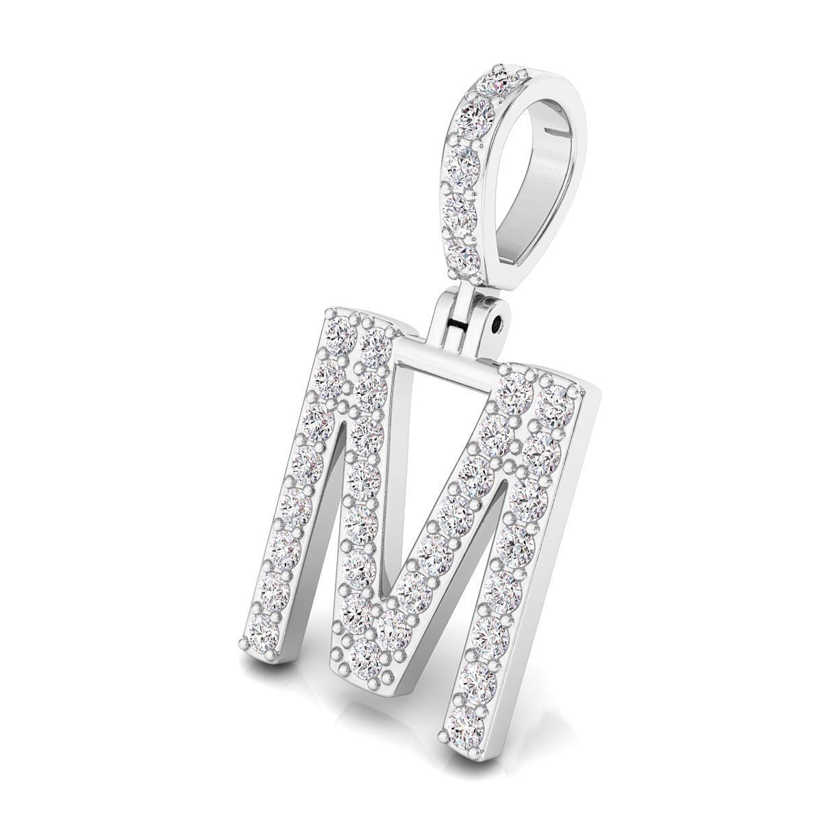 Alphabet M-letter single row pendant 3D print model_4