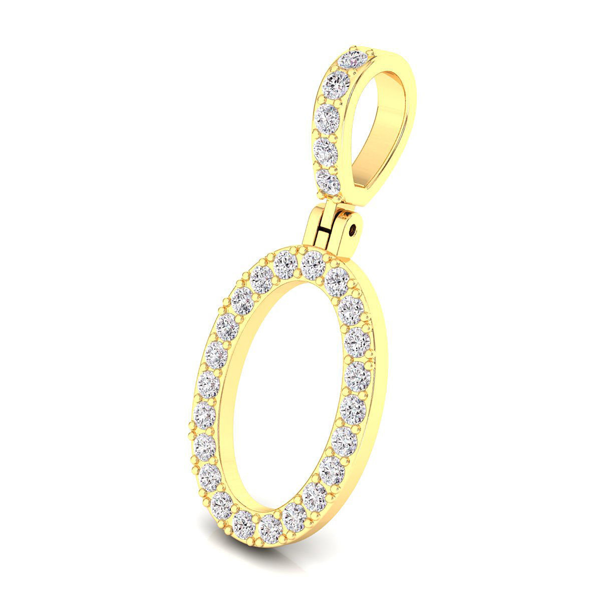 Alphabet O-letter single row pendant 3D print model_6