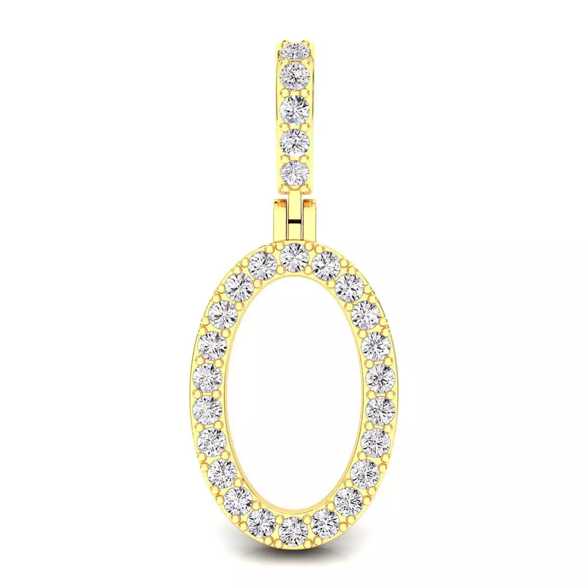 Alphabet O-letter single row pendant 3D print model_0