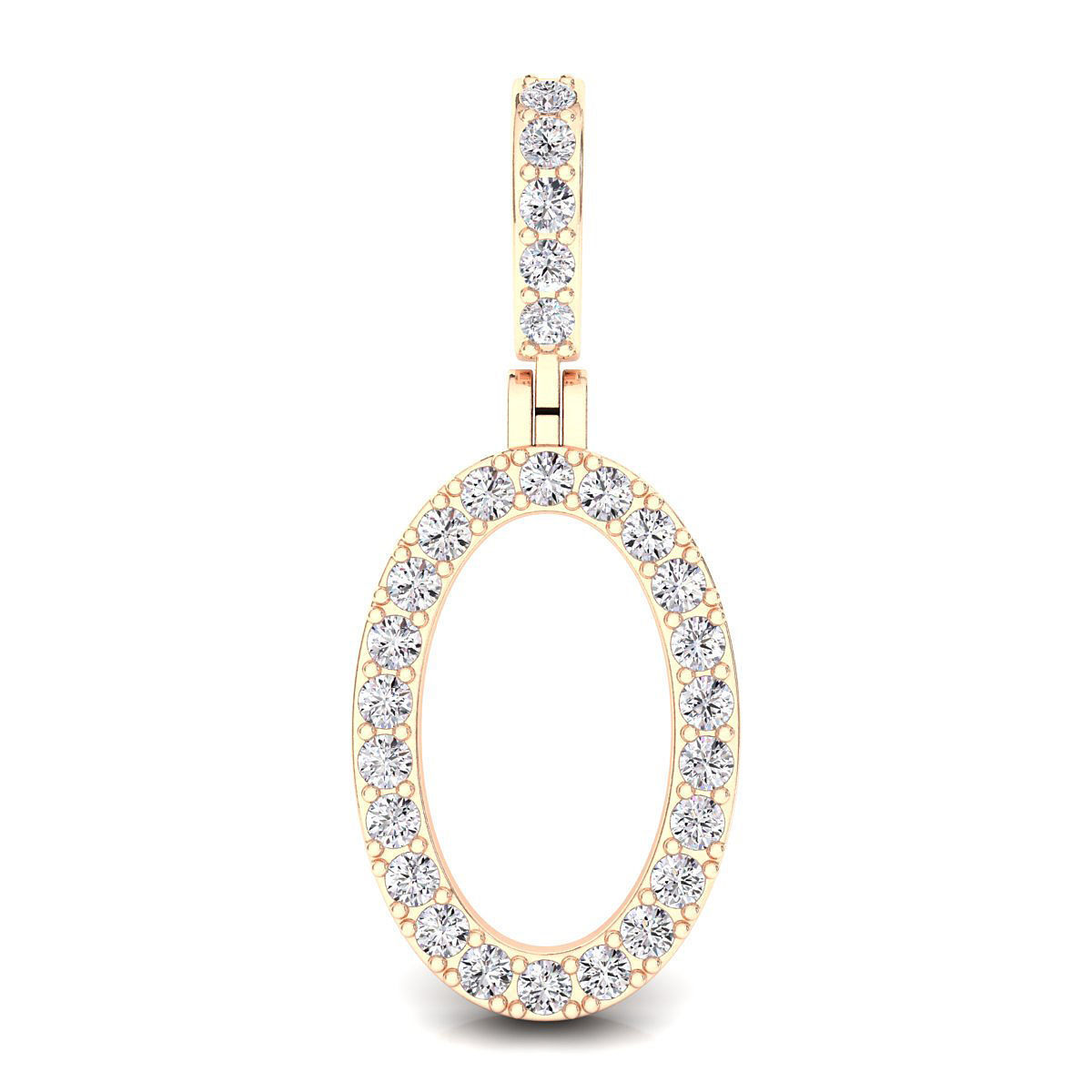 Alphabet O-letter single row pendant 3D print model_2