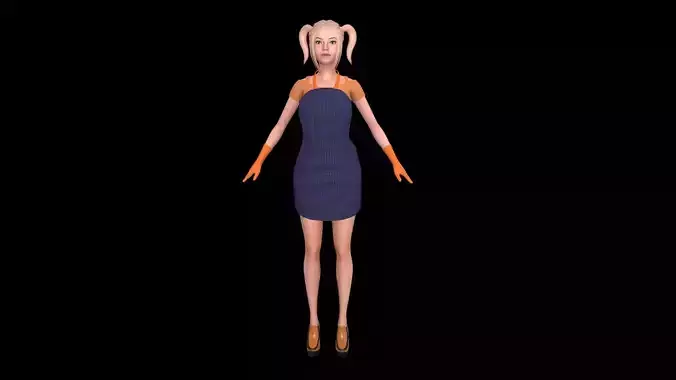 Seller 6 girl in shorts Low-poly 3D model