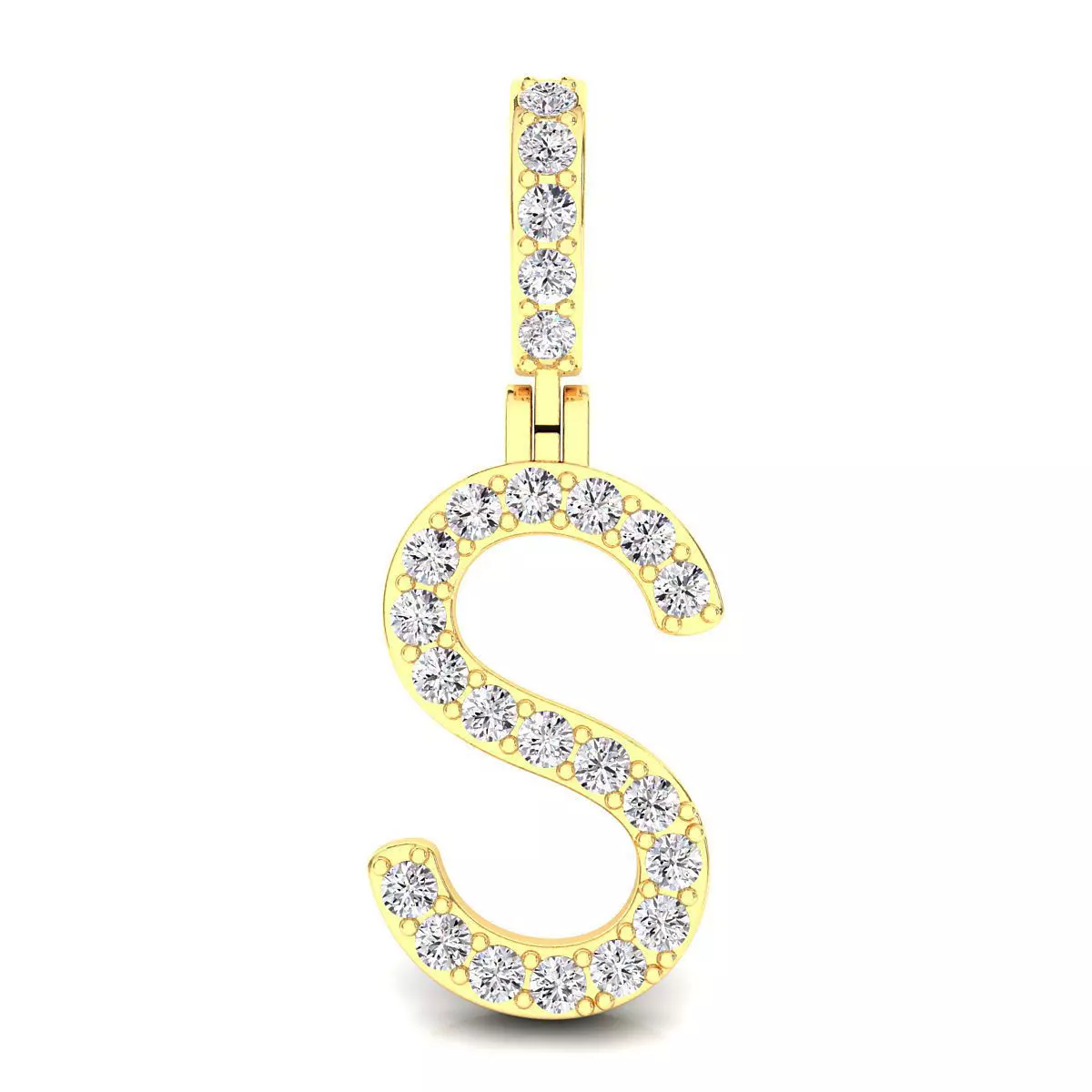 Alphabet S-letter single row pendant 3D print model_0