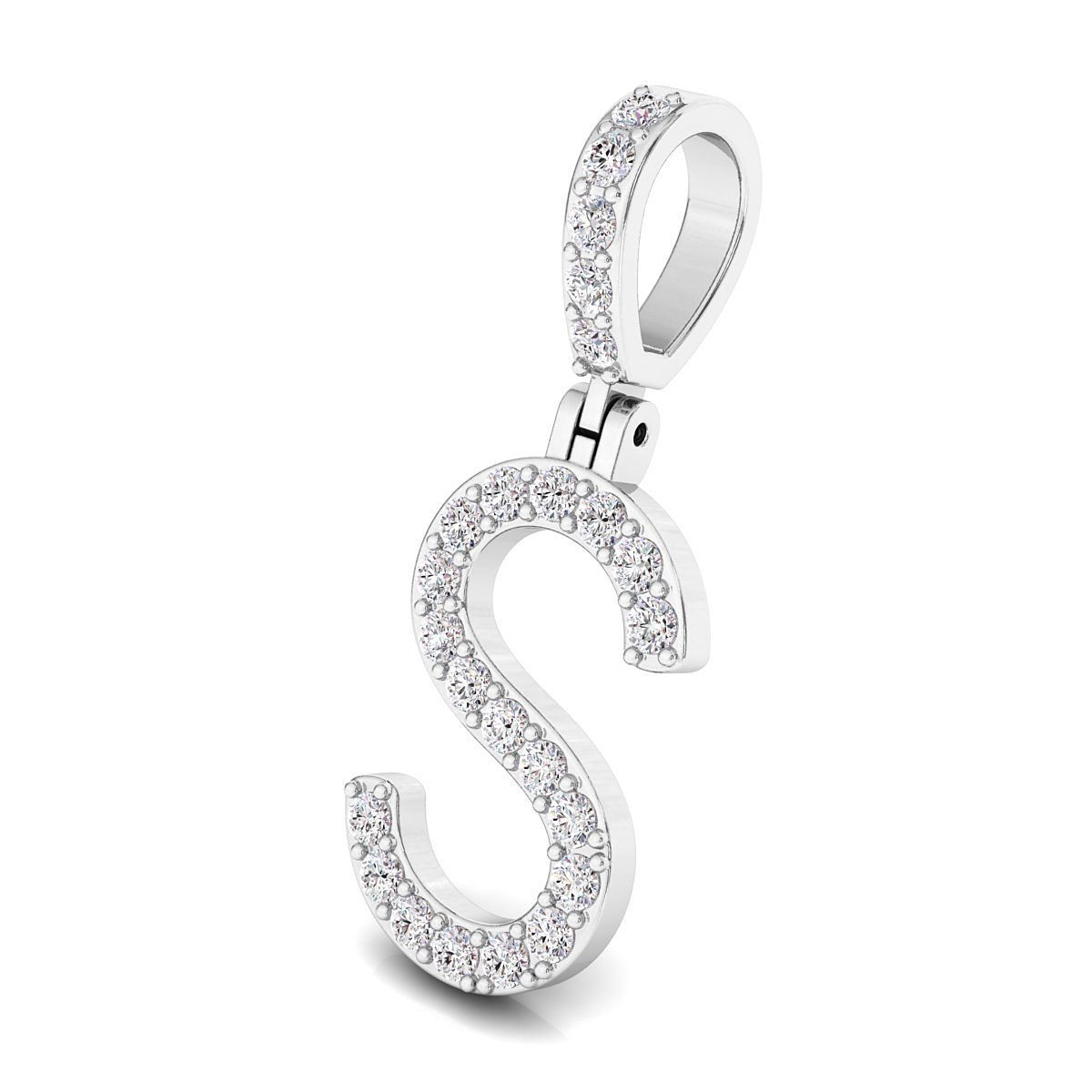 Alphabet S-letter single row pendant 3D print model_4