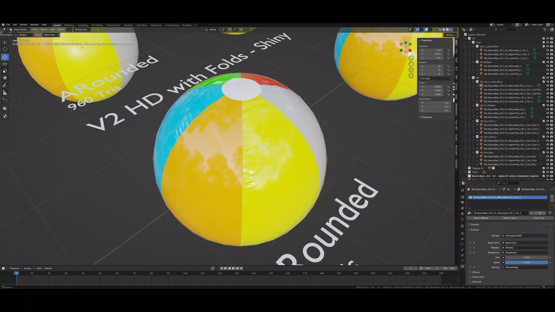 Beach Ball JFG V2 Low-poly 3D model_29