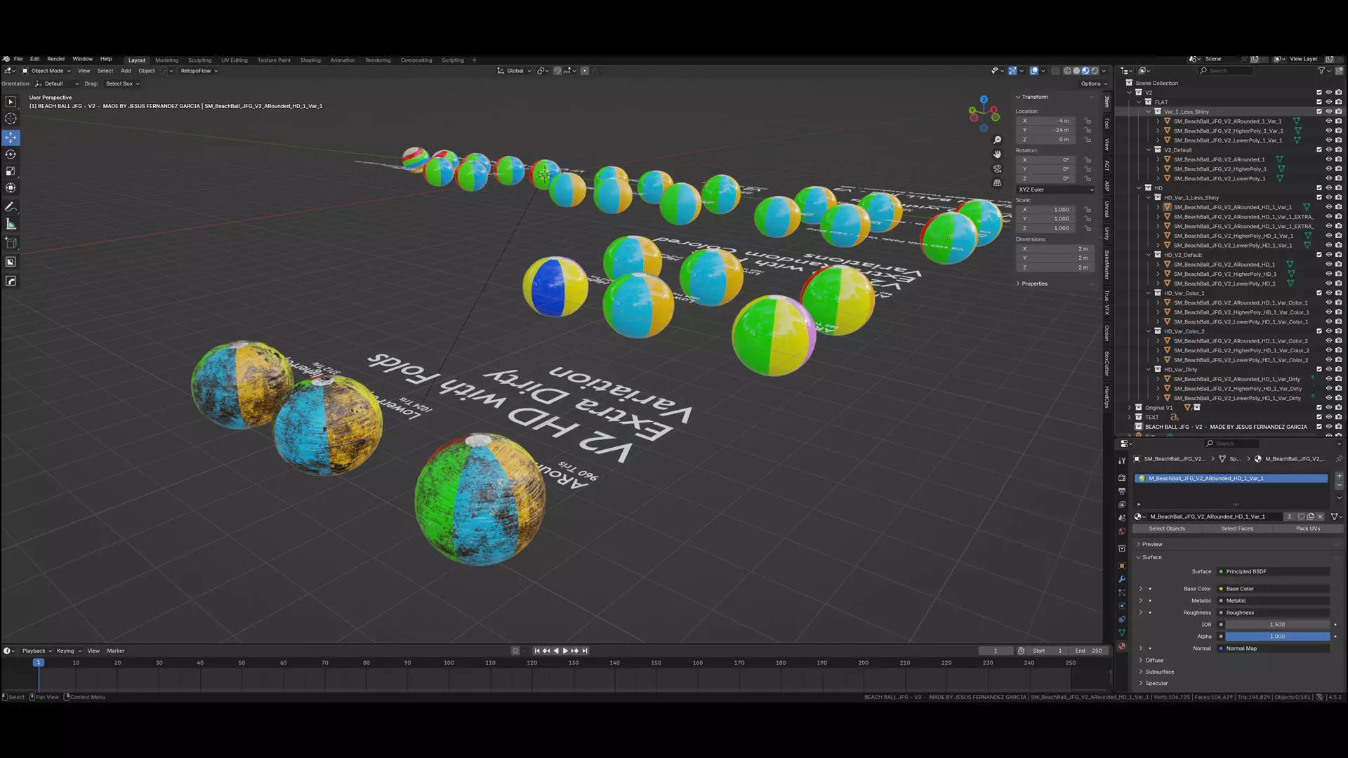 Beach Ball JFG V2 Low-poly 3D model_33