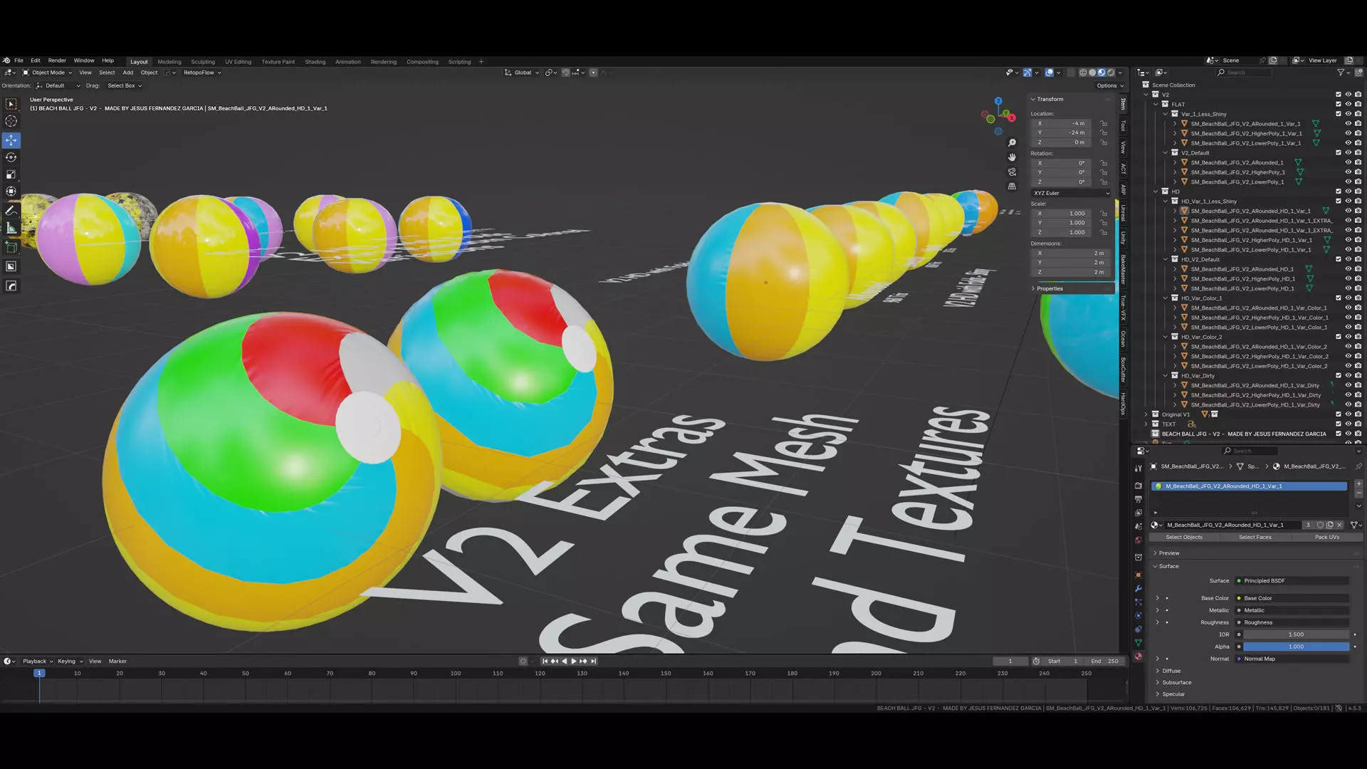 Beach Ball JFG V2 Low-poly 3D model_10