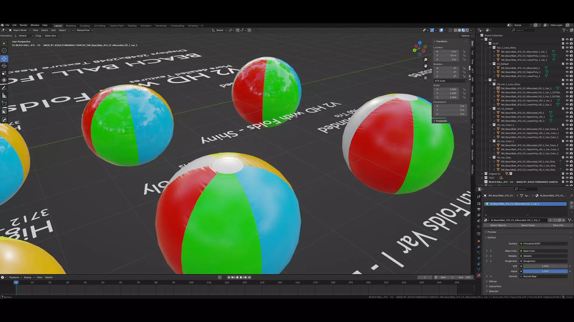 Beach Ball JFG V2 Low-poly 3D model_28