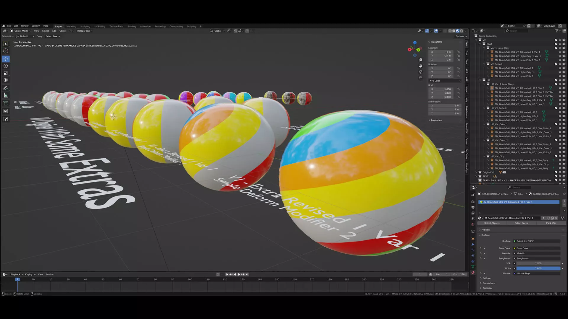 Beach Ball JFG V2 Low-poly 3D model_9