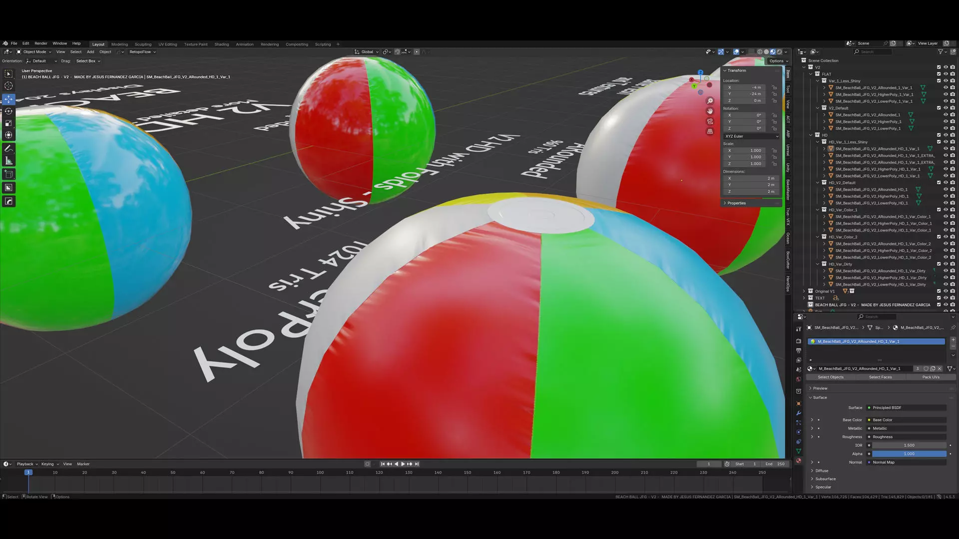 Beach Ball JFG V2 Low-poly 3D model_22