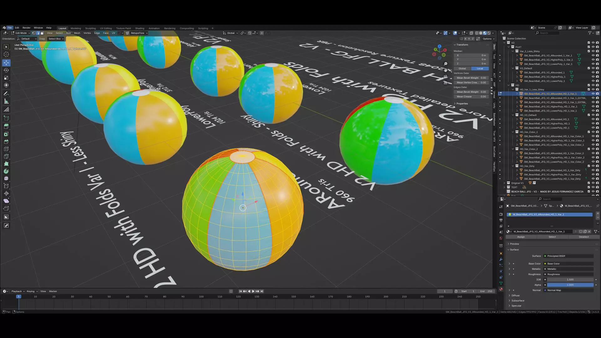 Beach Ball JFG V2 Low-poly 3D model_30