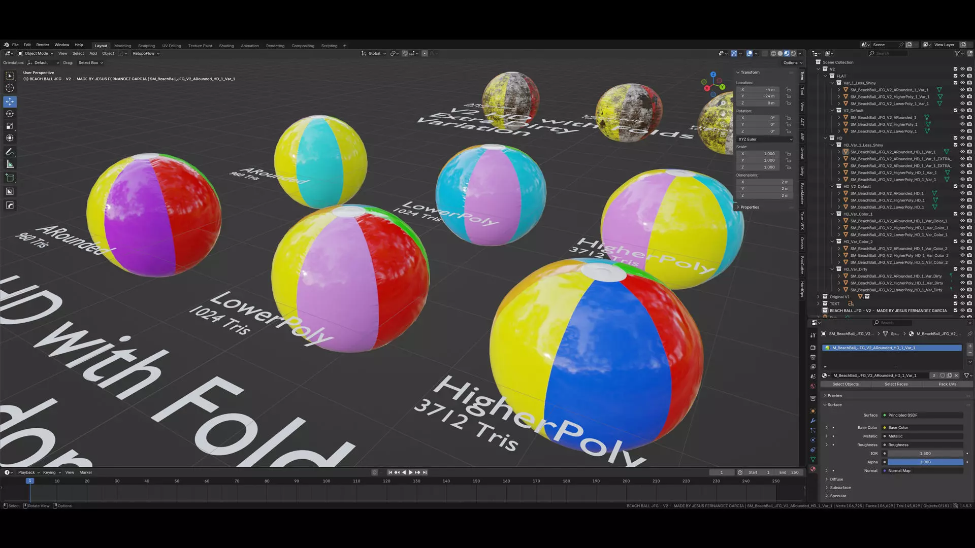 Beach Ball JFG V2 Low-poly 3D model_31