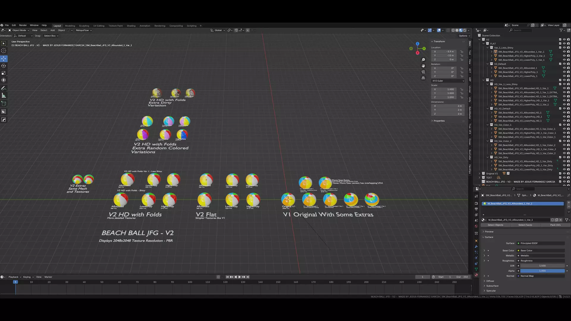 Beach Ball JFG V2 Low-poly 3D model_1