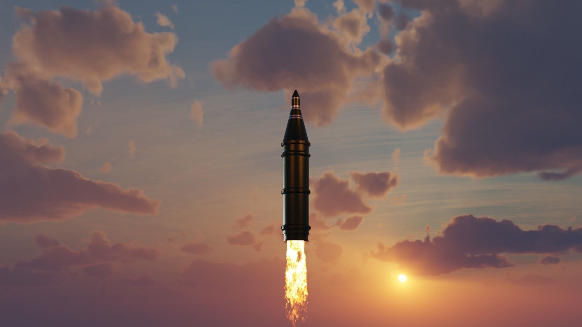 USSR Nuclear Rocket Low-poly 3D model_0