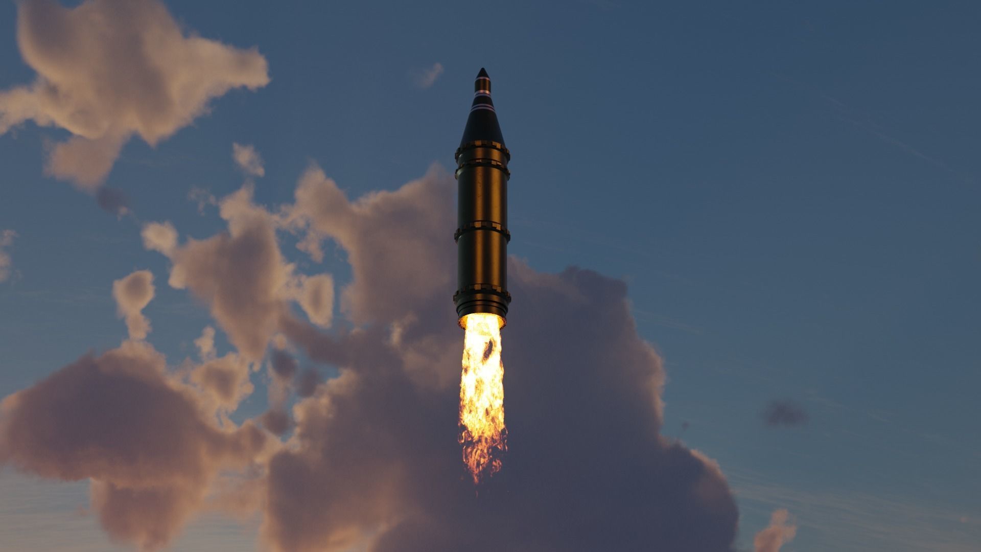 USSR Nuclear Rocket Low-poly 3D model_1