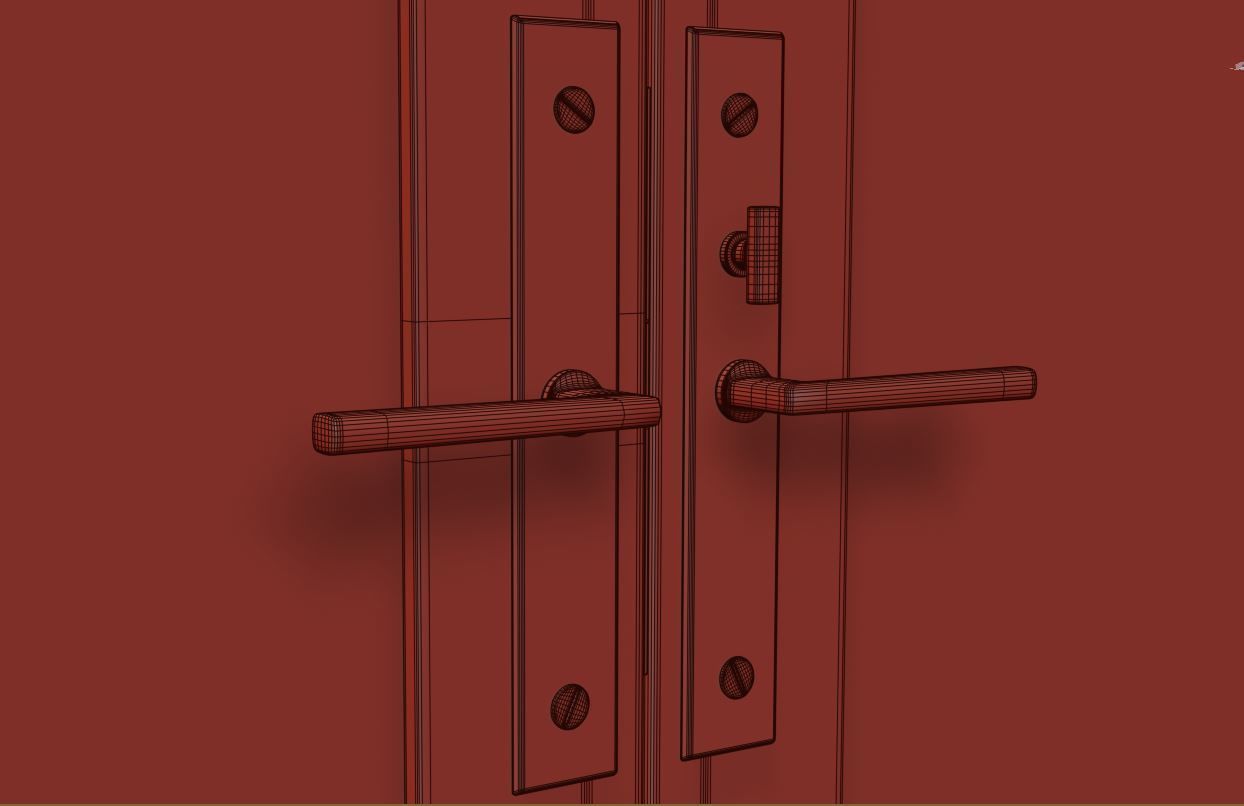 Set 5 steel frame glass doors 3D model_9
