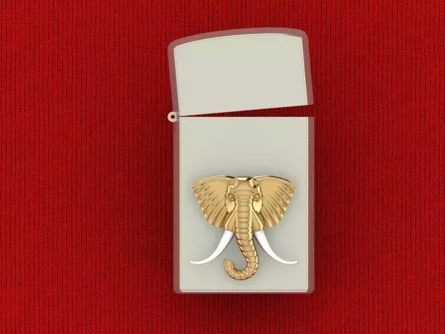 zippo lighter with elephant head 3D print model