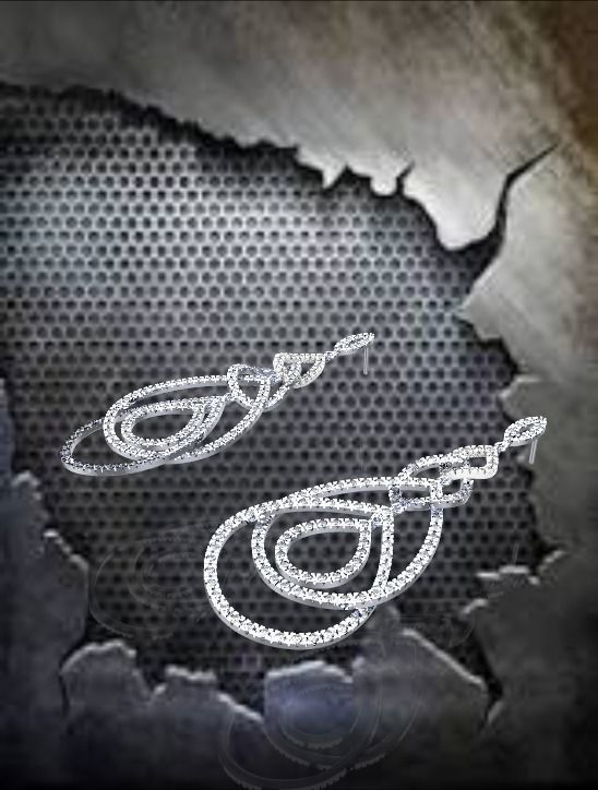 earring set gold and diamonds 3D print model_1