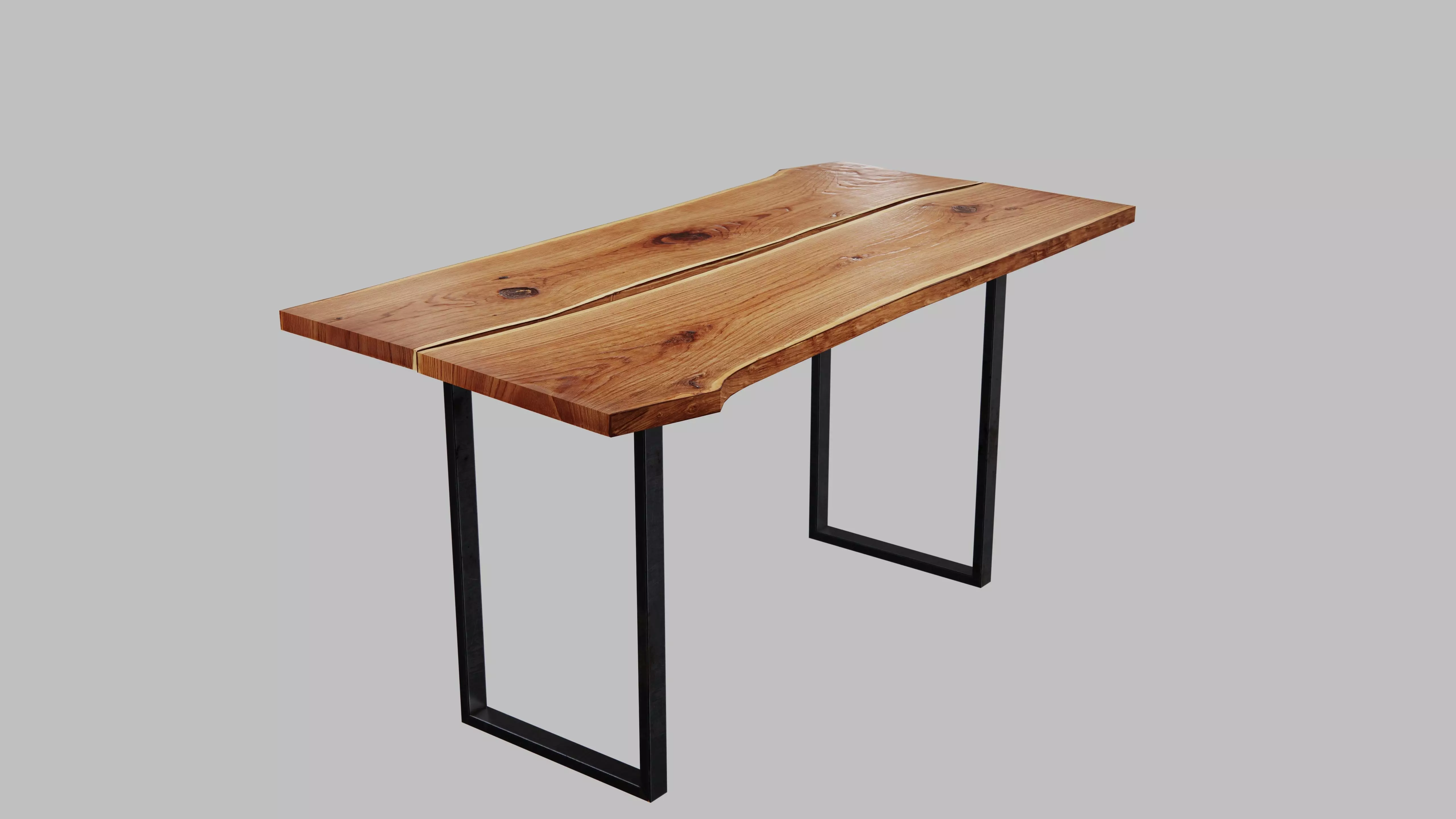 Wood Slab Table 3D model_0