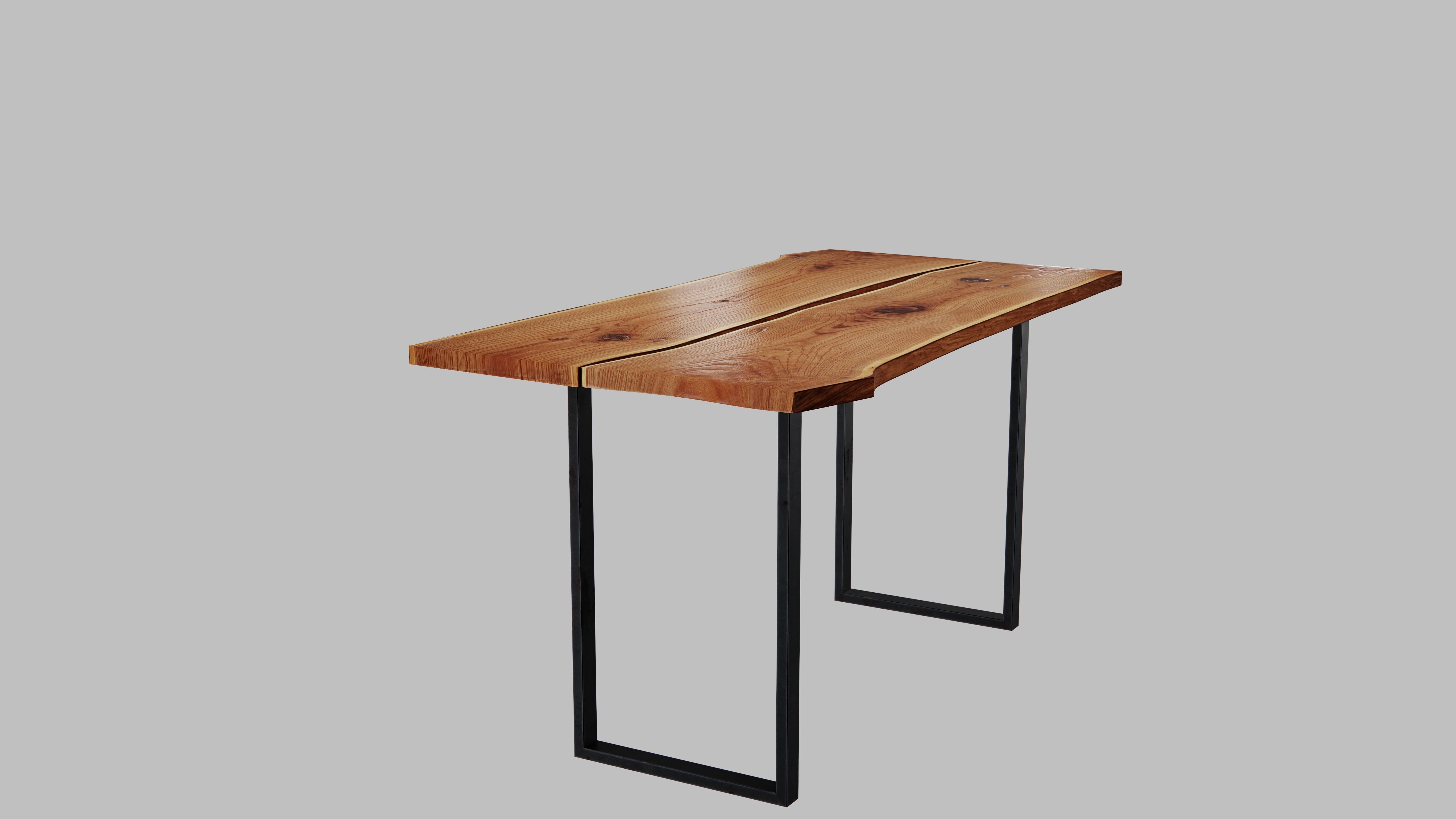 Wood Slab Table 3D model_5