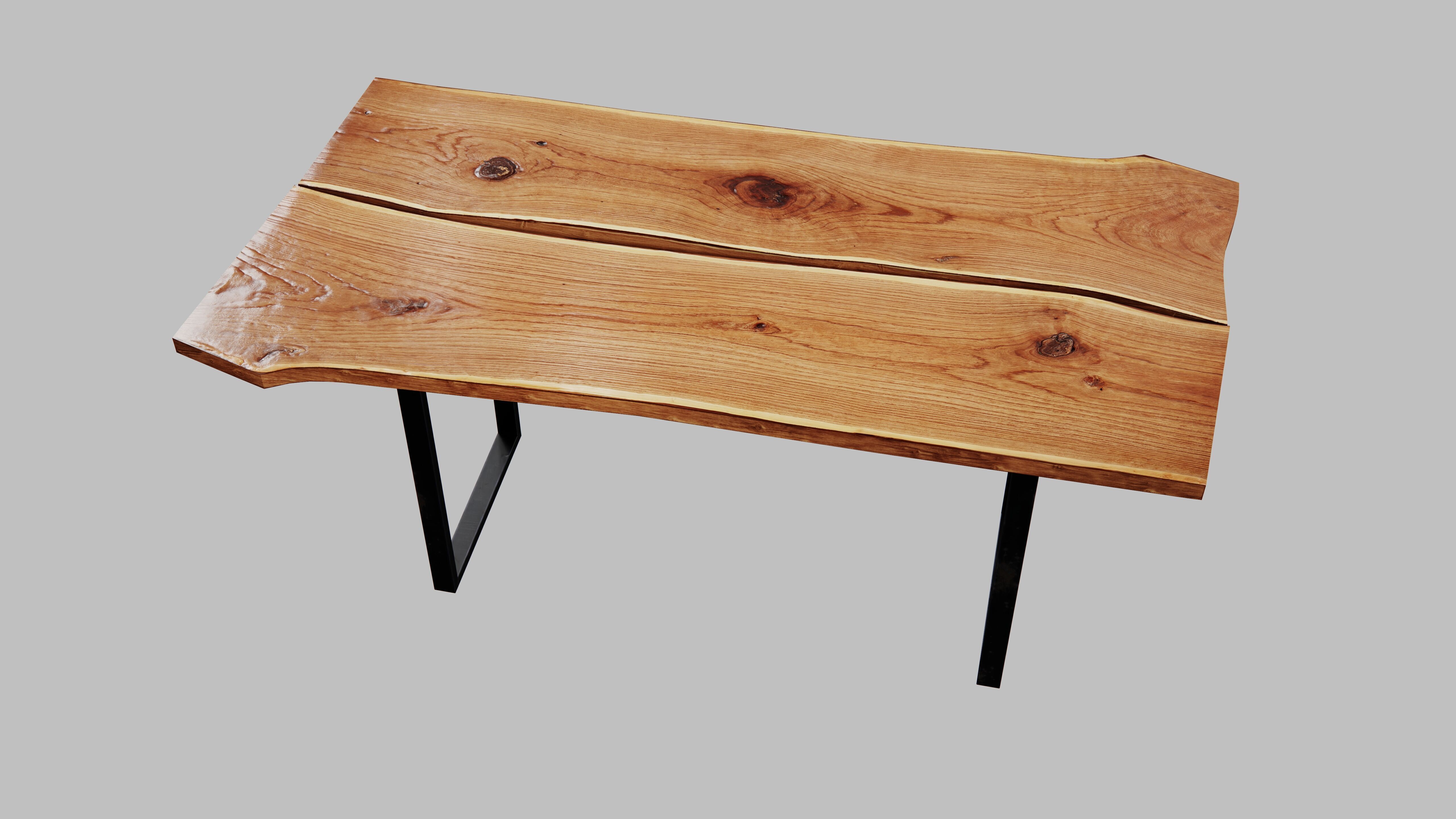 Wood Slab Table 3D model_2