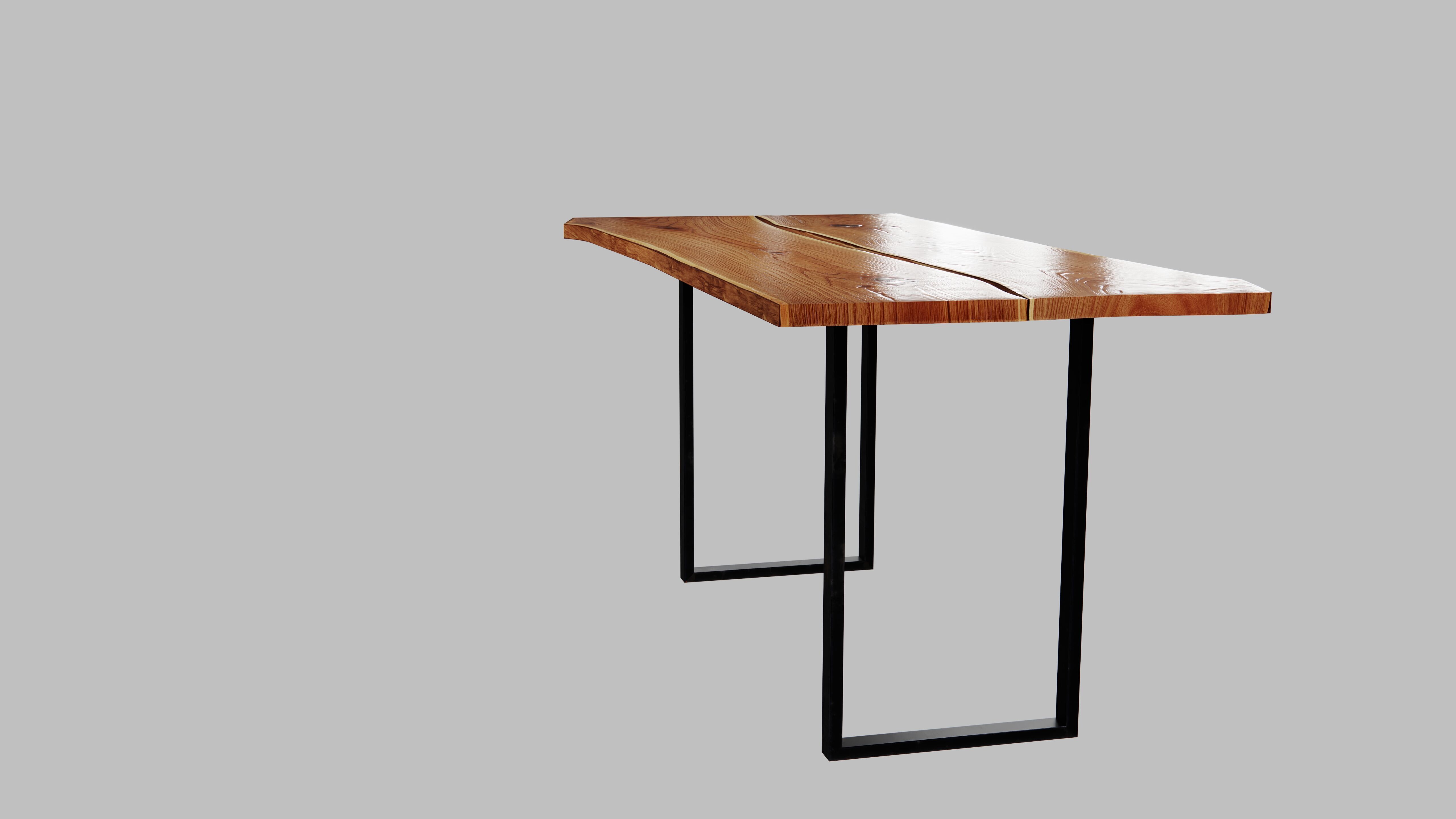 Wood Slab Table 3D model_4