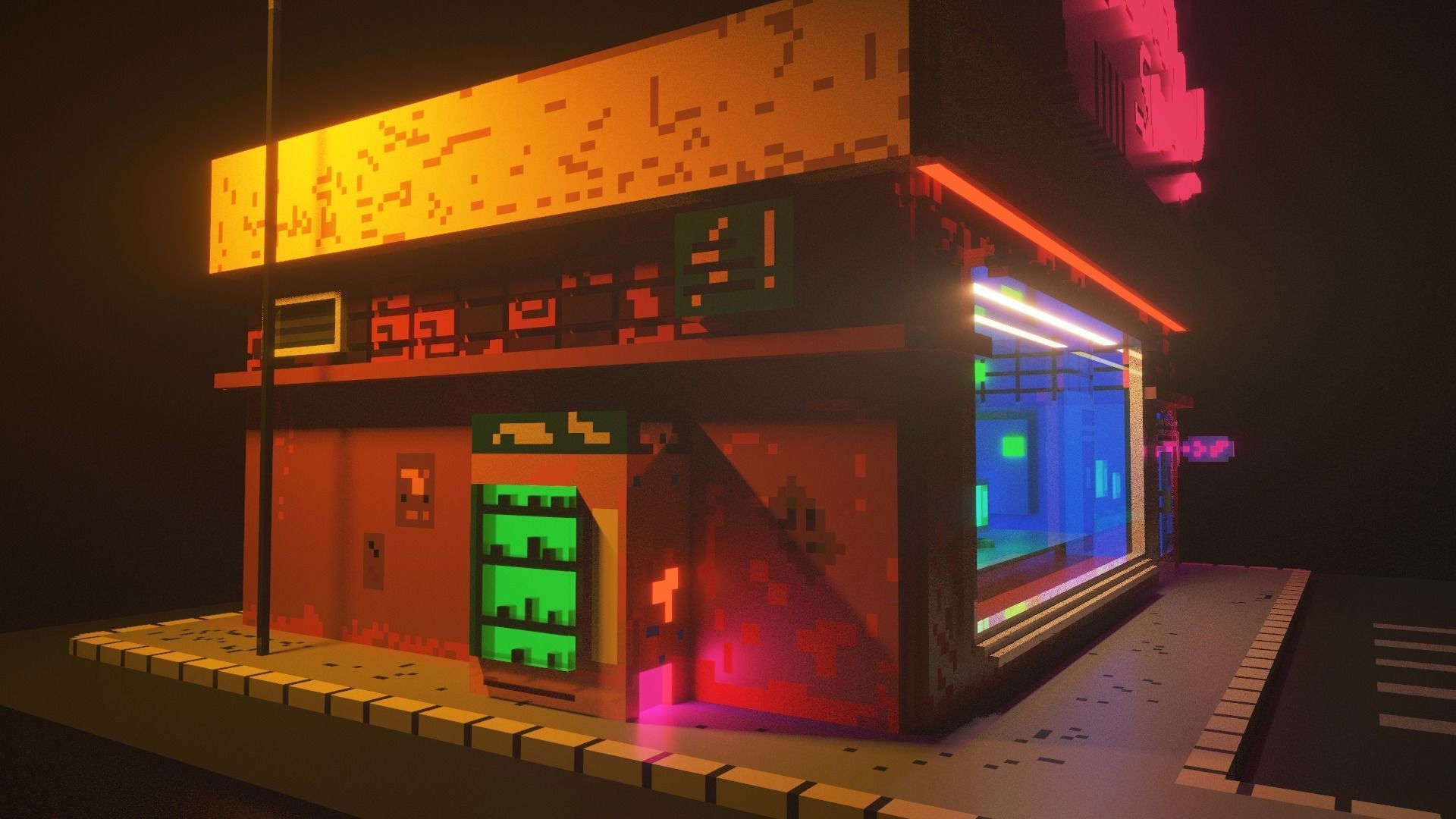 3D Voxel model of a retro radio station Low-poly 3D model_11