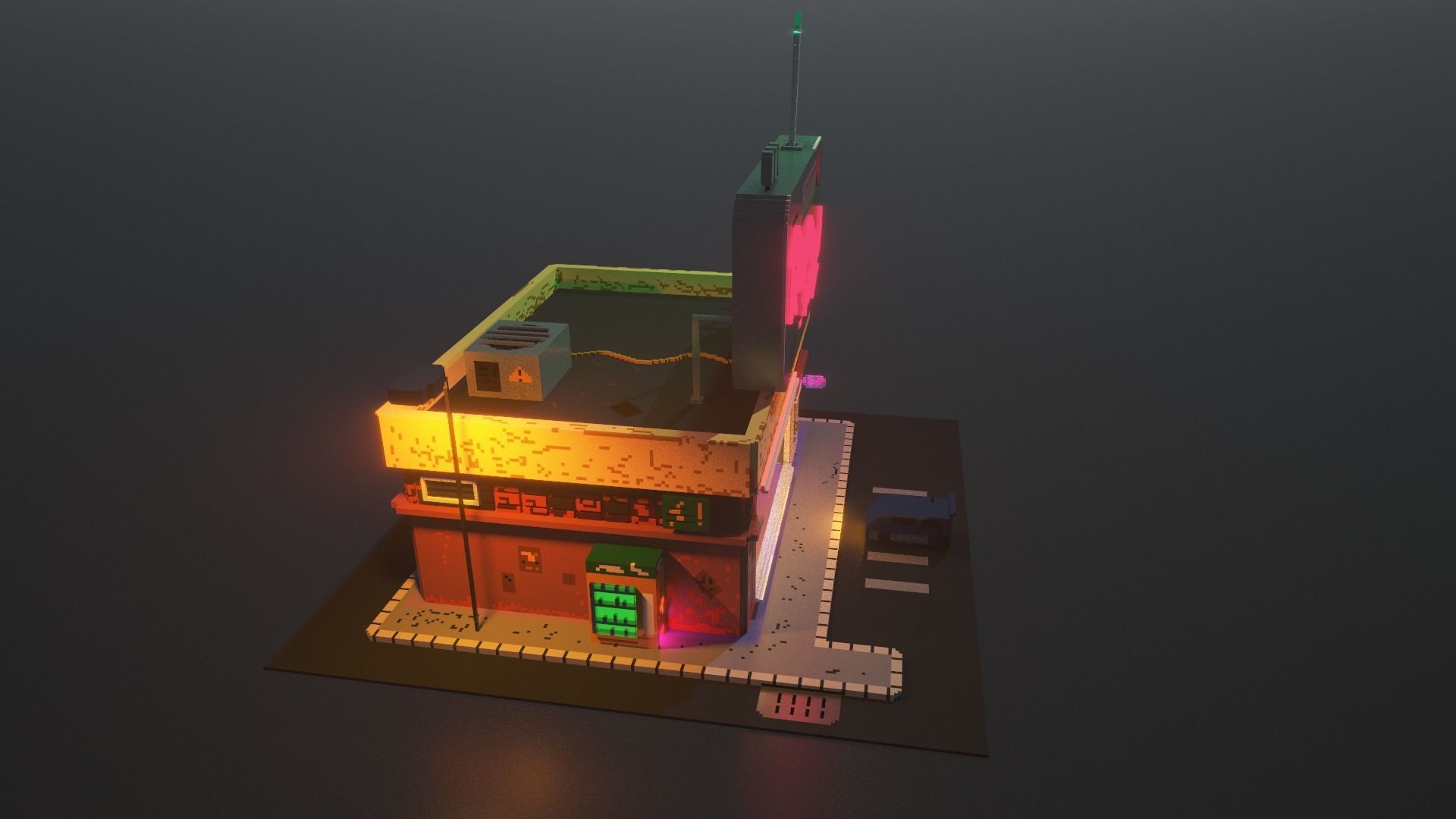 3D Voxel model of a retro radio station Low-poly 3D model_7