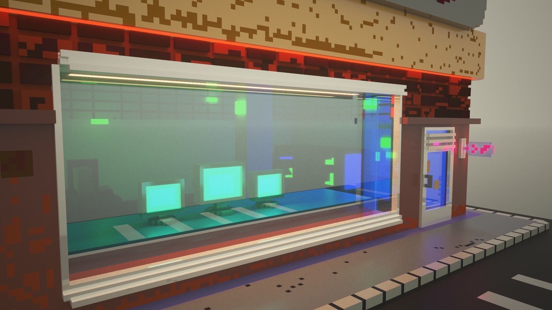 3D Voxel model of a retro radio station Low-poly 3D model_5