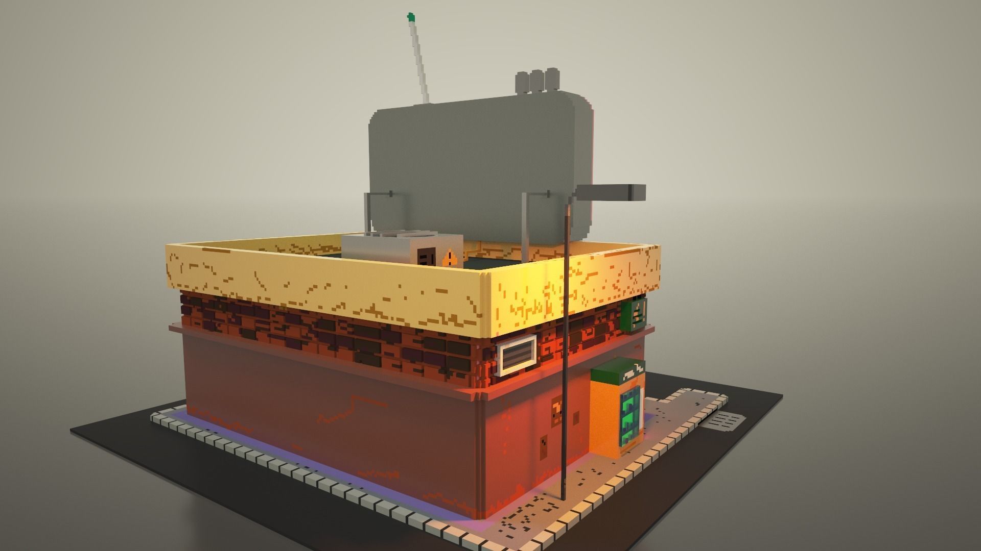 3D Voxel model of a retro radio station Low-poly 3D model_4