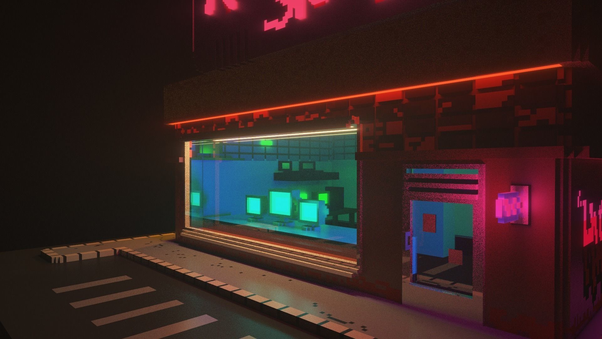 3D Voxel model of a retro radio station Low-poly 3D model_10