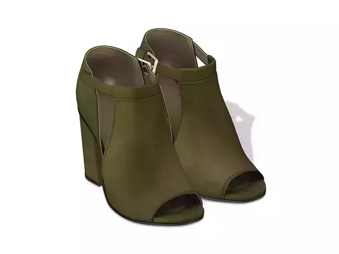 Olive Green Peep Toe Boots