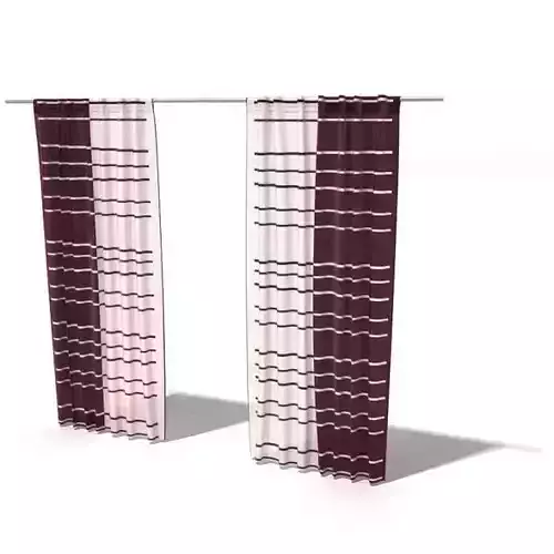 Striped Red And White Curtains