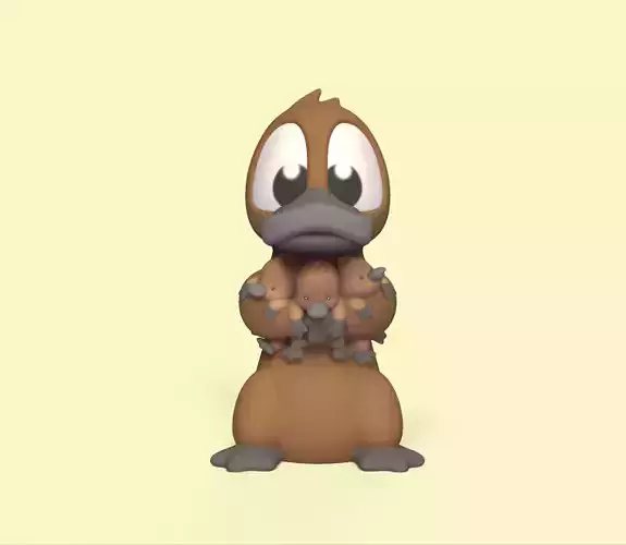 Platypus and Babies 3D print model