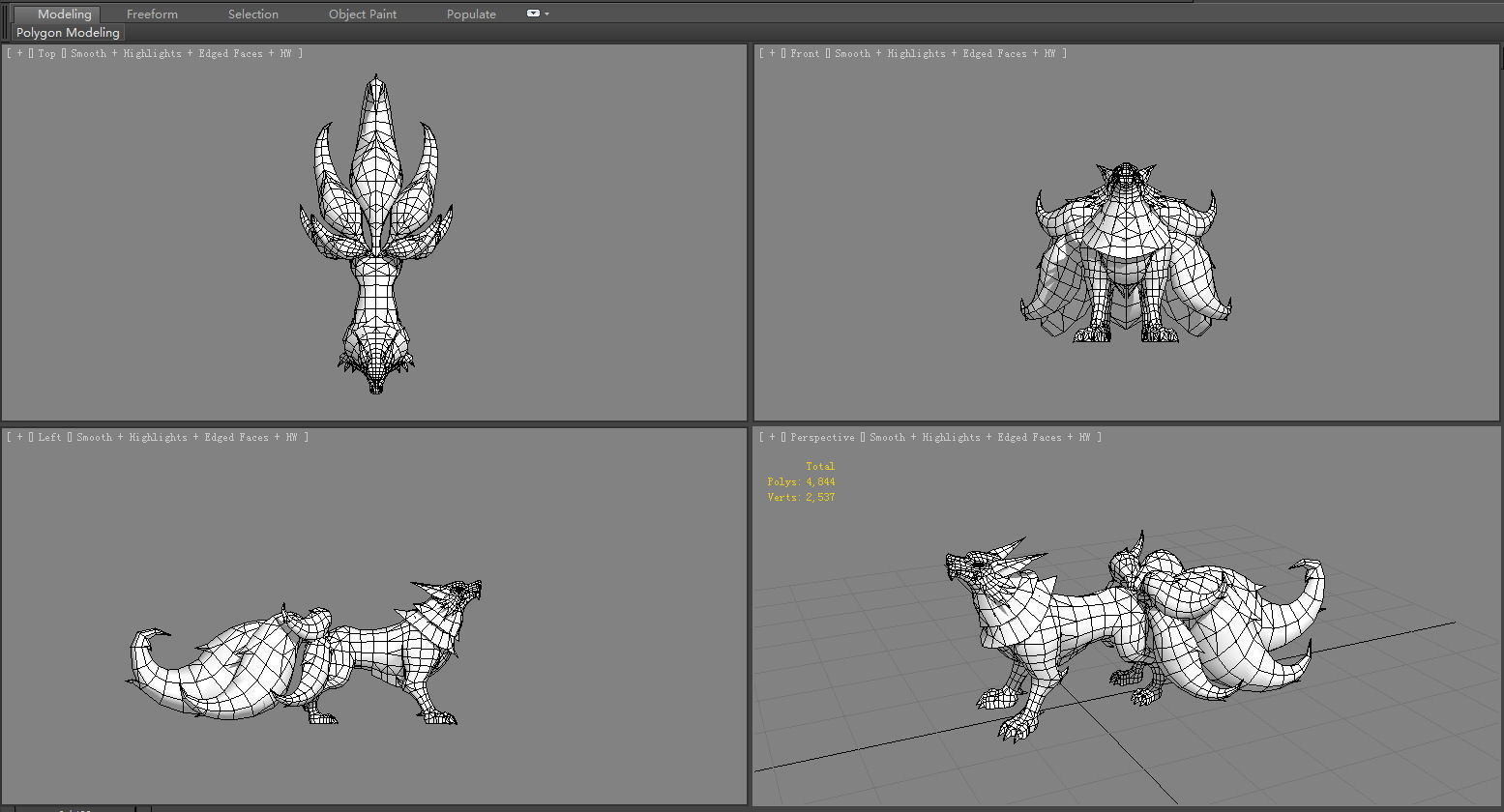 Cartoon seven tail fox - fox monster - FIREfox Low-poly 3D model_5