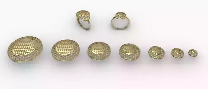 Middle East Style Jewelry Pendant and Ring Set gold silver Set A 3D print model