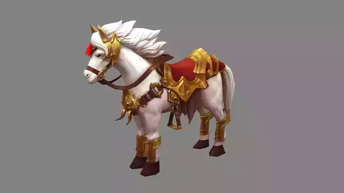 Cartoon white horse mount