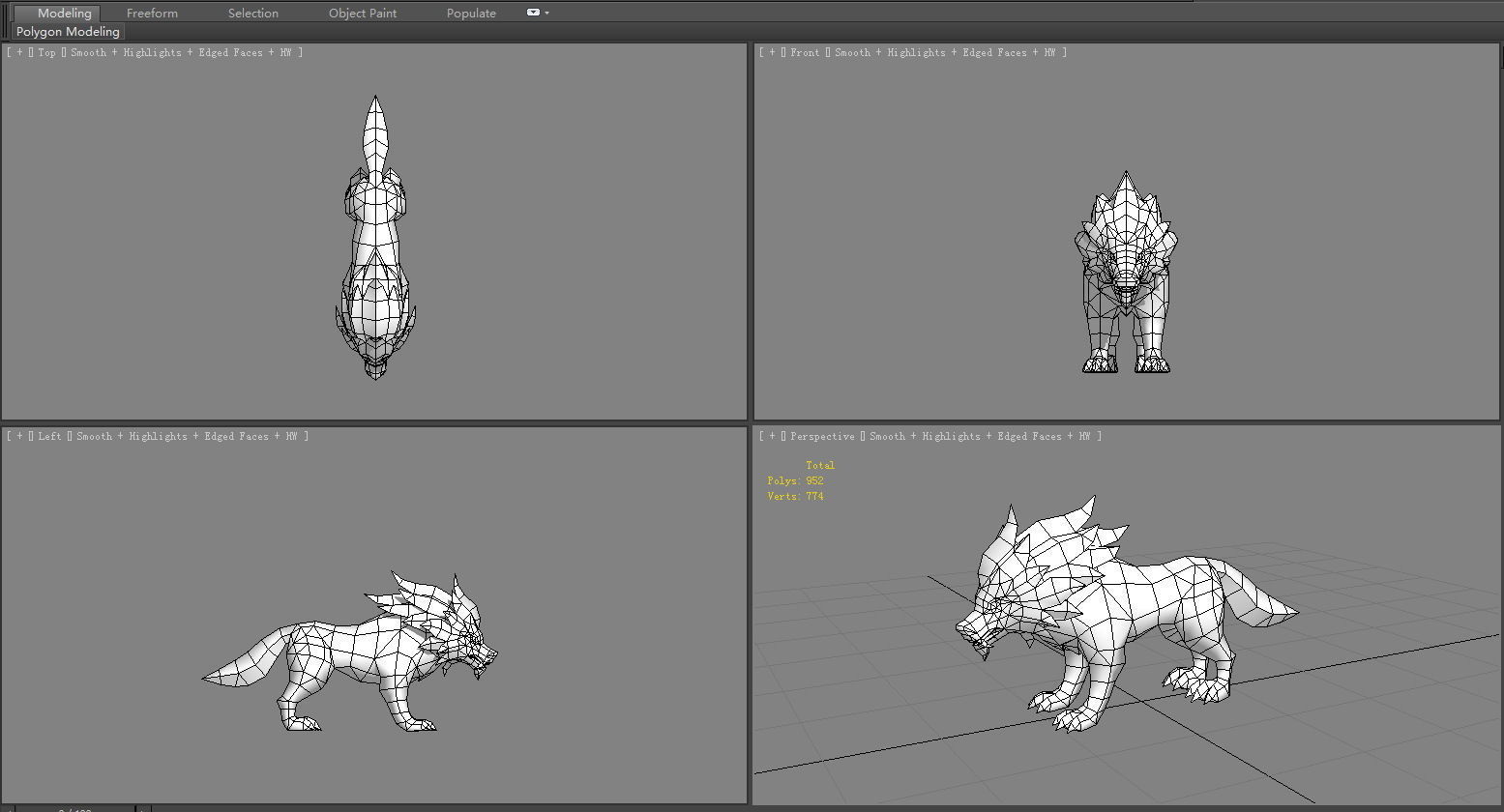 Cartoon wild wolf Low-poly 3D model_5