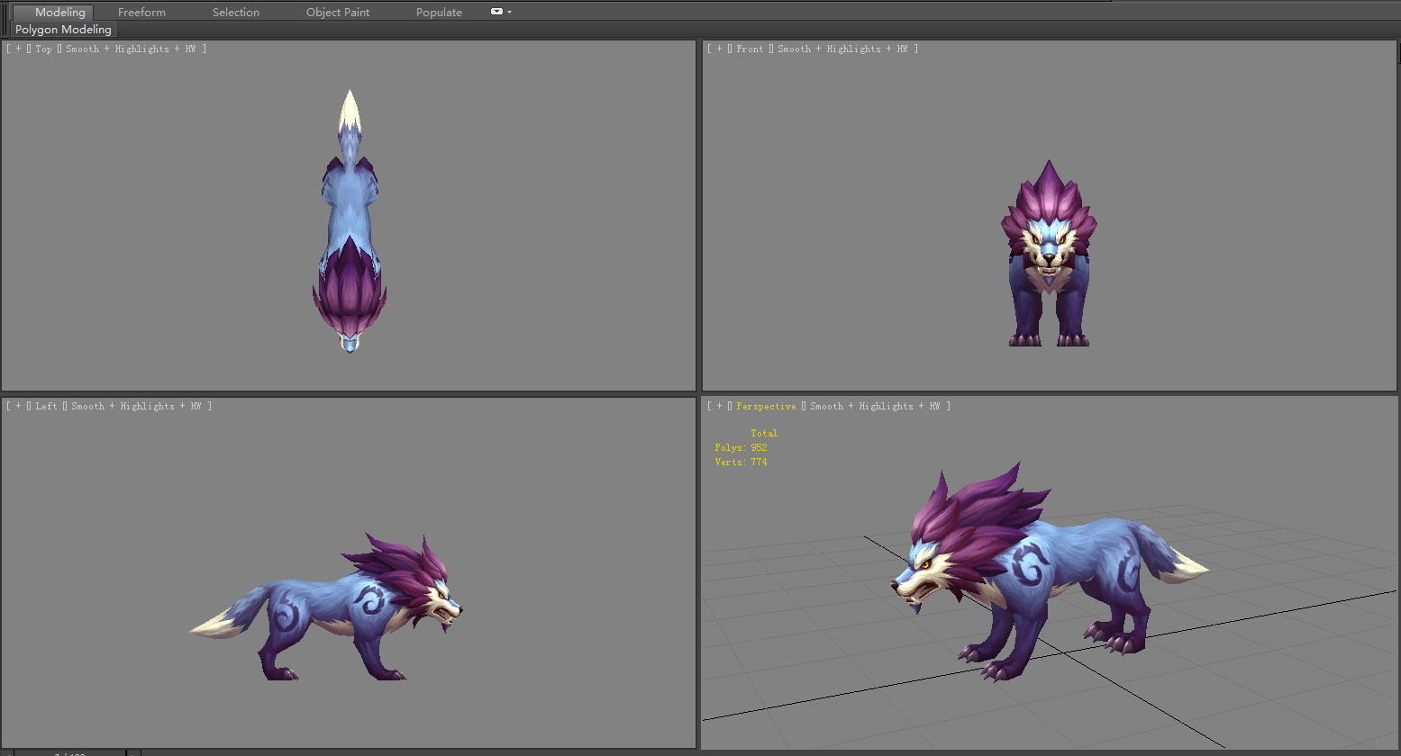 Cartoon wild wolf Low-poly 3D model_3